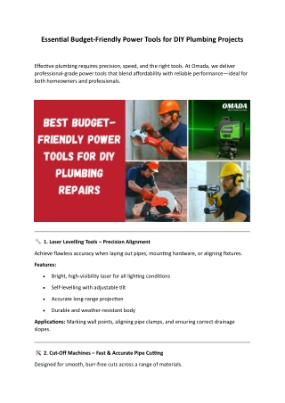 Essential Budget-Friendly Power Tools for DIY Plumbing Projects