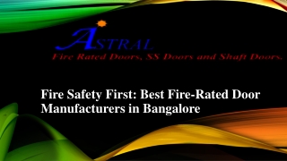 Fire Safety First: Best Fire-Rated Door Manufacturers in Bangalore
