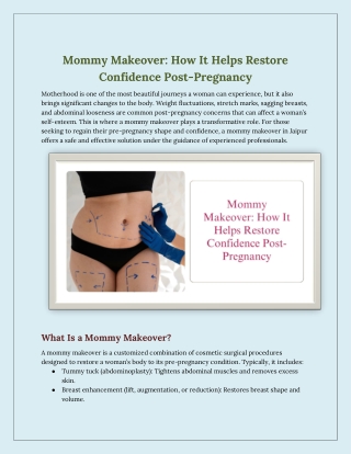 Mommy Makeover: How It Helps Restore Confidence Post-Pregnancy