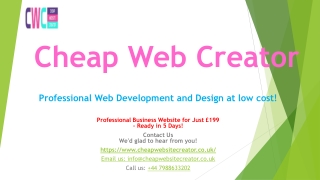 Want Affordable Web Development Just £199 Ready in 5 Days – Cheap Web Creator