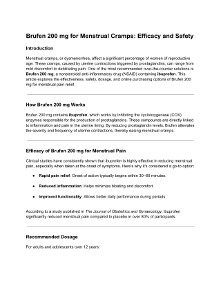 Brufen 200 mg for Menstrual Cramps: How Effective and Safe Is It?