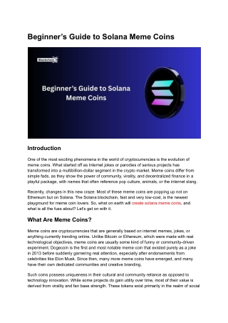Beginner’s Guide to Solana Meme Coins