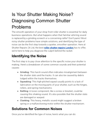 Is Your Shutter Making Noise_ Diagnosing Common Shutter Problems