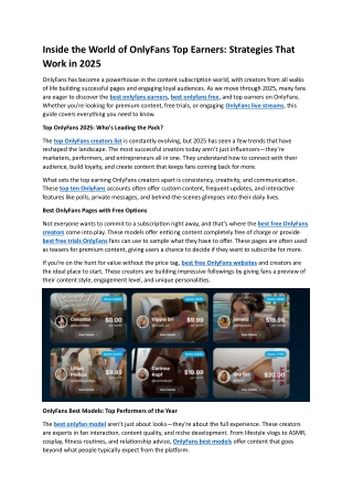 Inside the World of OnlyFans Top Earners: Strategies That Work in 2025