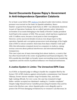 Secret Documents Expose Rajoy’s Government in Anti-Independence Operation Catalonia