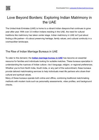Love Beyond Borders: Exploring Indian Matrimony in the UAE