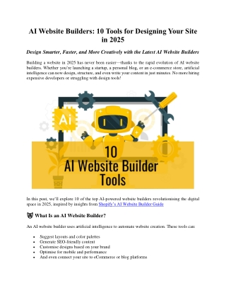 AI Website Builders-10 Tools for Designing Your Site in 2025