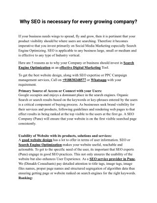 Why SEO is necessary for every growing company