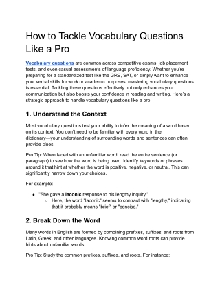 How to Tackle Vocabulary Questions Like a Pro
