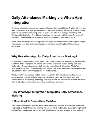 Daily Attendance Marking via WhatsApp Integration