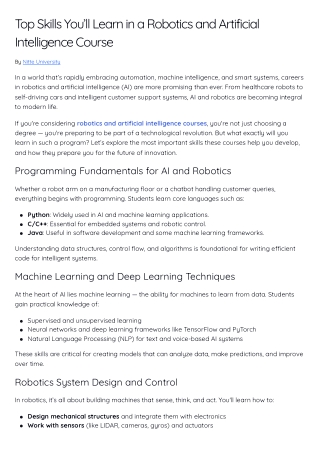 Top Skills You’ll Learn in a Robotics and Artificial Intelligence Course