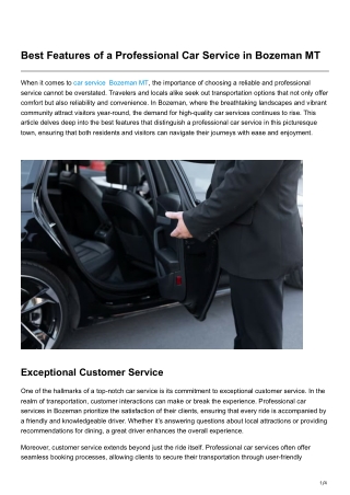 A VIP Experience with FBO Car Service in Bozeman