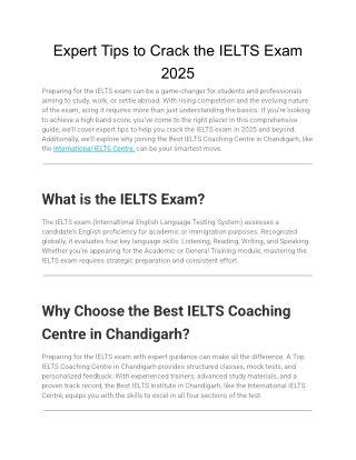 Expert Tips to Crack the IELTS Exam 2025