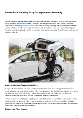 How to Plan Wedding Party Transportation Smoothly