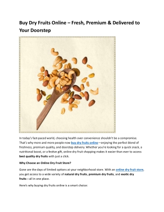 Buy Dry Fruits Online – Fresh, Premium & Delivered to Your Doorstep