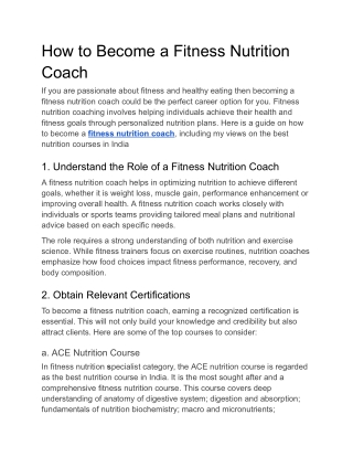 How to Become a Fitness Nutrition Coach
