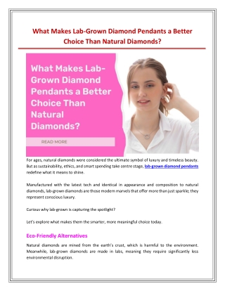 What Makes Lab-Grown Diamond Pendants a Better Choice Than Natural Diamonds