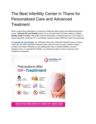 The Best Infertility Center in Thane for Personalized Care and Advanced Treatment