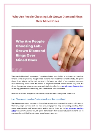 Why Are People Choosing Lab-Grown Diamond Rings Over Mined Ones