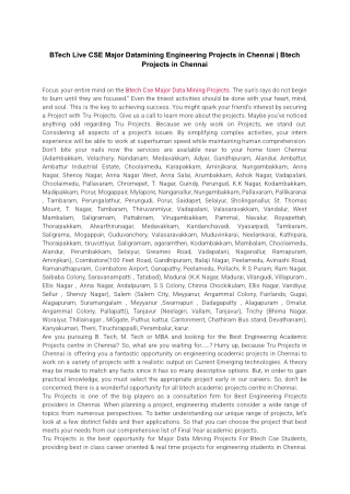 BTech Live CSE Major Datamining Engineering Projects in Chennai _ Btech Projects in Chennai