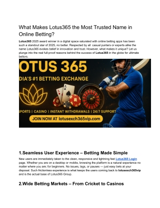 What Makes Lotus365 the Most Trusted Name in Online Betting?
