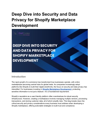 Deep Dive into Security and Data Privacy for Shopify Marketplace Development