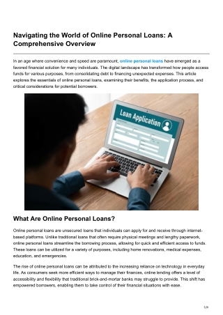 Navigating the World of Online Personal Loans A Comprehensive Overview