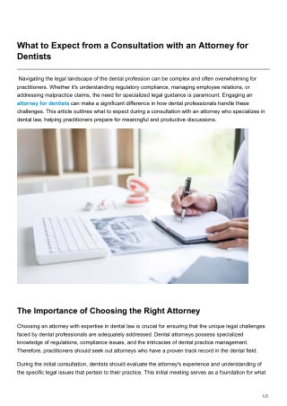 What to Expect from a Consultation with an Attorney for Dentists