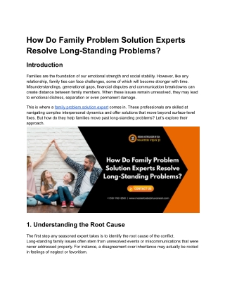 How Do Family Problem Solution Experts Resolve Long-Standing Problems_