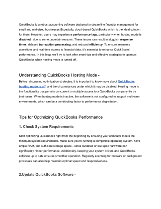 Optimizing QuickBooks Performance_ Tips for When Hosting Mode is Off