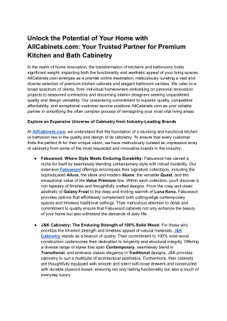 AllCabinets.com: Explore Premium Kitchen & Bath Cabinets from Top Brands