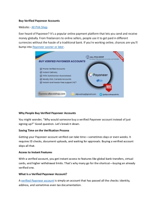 Buy Verified Payoneer Accounts