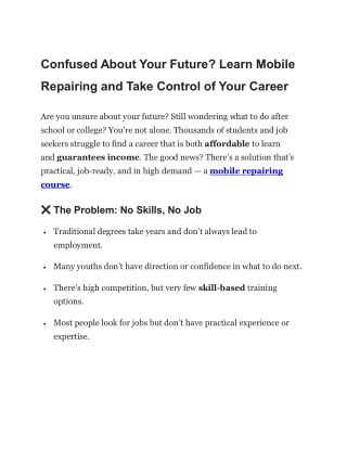 Confused About Your Future, Learn Mobile Repairing and Take Control of Your Career