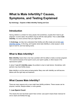 What Is Male Infertility