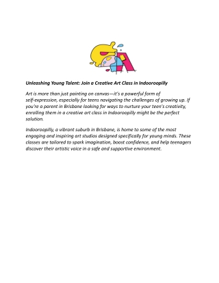 Unleashing Young Talent: Join a Creative Art Class in Indooroopilly