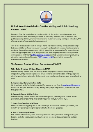 Unlock Your Potential with Creative Writing and Public Speaking Courses in NYC