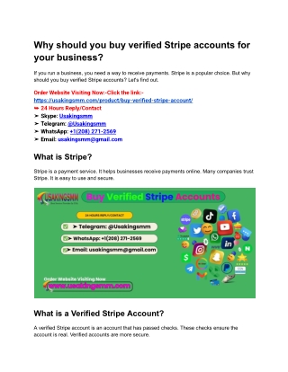 Why should you buy verified Stripe accounts for your business