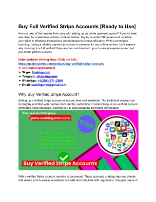 Buy Full Verified Stripe Accounts [Ready to Use]