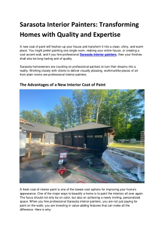 Sarasota Interior Painters Transforming Homes with Quality and Expertise