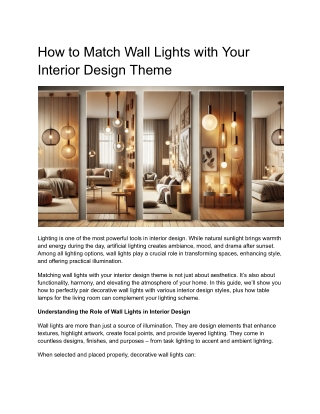 How to Match Wall Lights with Your Interior Design Theme