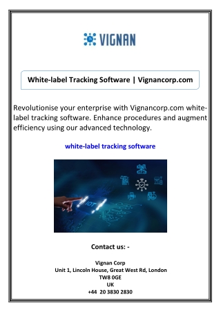 White-label Tracking Software Vignancorp.com