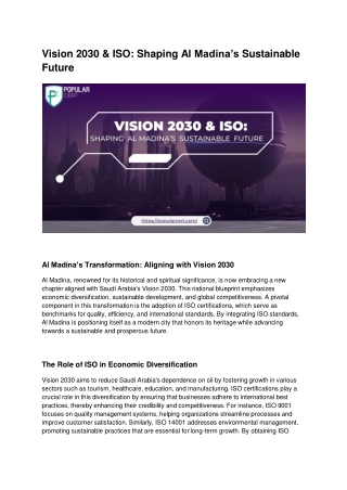 Vision 2030 & ISO_ Shaping Al Madina’s Sustainable Future