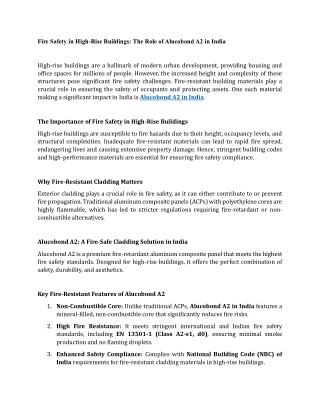 Fire Safety in High-Rise Buildings The Role of Alucobond A2 in India