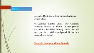 Cosmetic Dentistry Milton Ontario  Alliance Dental Clinic