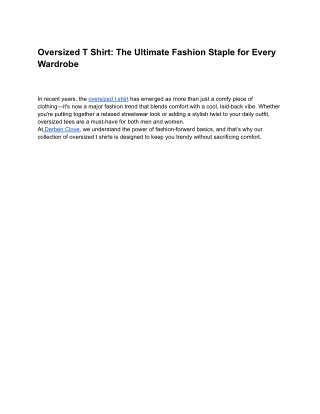 Oversized T Shirt_ The Ultimate Fashion Staple for Every Wardrobe