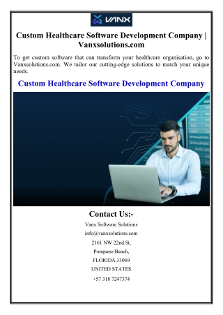 Custom Healthcare Software Development Company | Vanxsolutions.com