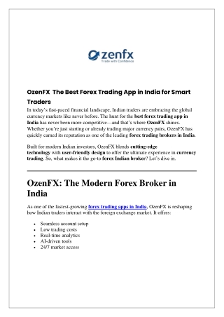 OzenFX  The Best Forex Trading App in India for Smart Traders