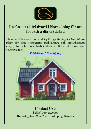 Professionell trädvård i Norrköping för att förbättra din trädgård