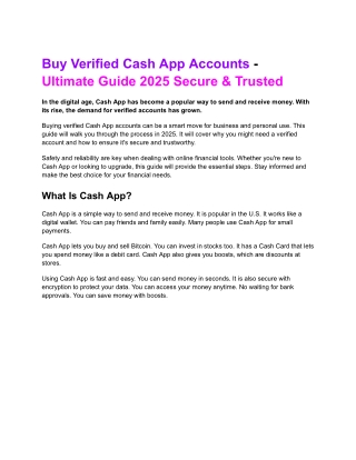 Buy Verified Cash App Accounts - Ultimate Guide 2025 Secure & Trusted