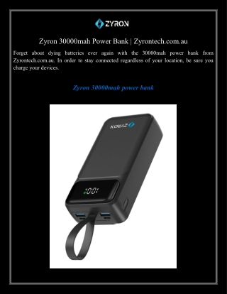 Zyron 30000mah Power Bank  Zyrontech.com